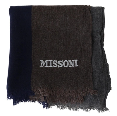 Shop Missoni Striped Wool Unisex Wrap Fringes Men's Scarf In Black