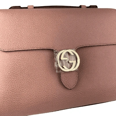 Shop Gucci Women's Leather Interlocking G Crossbody Chain Bag In Pink