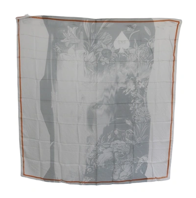 Shop Costume National Silk Floral Foulard Wrap Women's Scarf In Grey