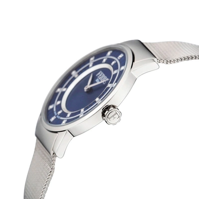 Ferre Milano Ladies D. Blue Dial Ss Mesh Watch In Silver