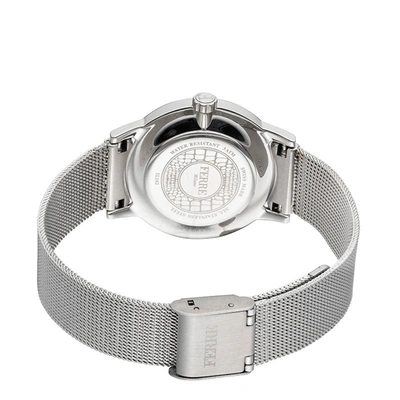 Ferre Milano Ladies D. Blue Dial Ss Mesh Watch In Silver