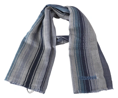 Shop Missoni Wool Striped Unisex Neck Wrap Men's Shawl In Grey