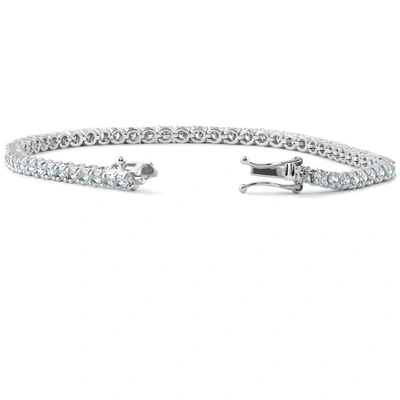 Shop Pompeii3 Certified 5 Ct Diamond Tennis Bracelet 18k White Gold 7" Lab Grown In Silver