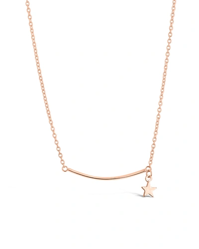 Sterling Forever Sterling Silver Polished Bar & Star Drop Necklace In Gold