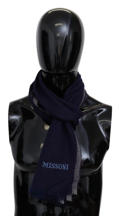 Shop Missoni Striped Wool Unisex Wrap Fringes Men's Scarf In Black