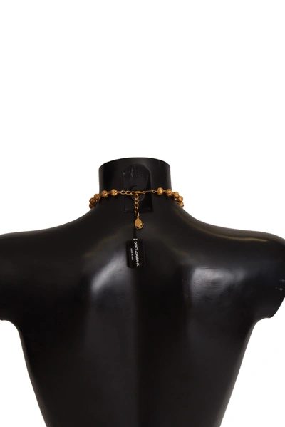 Shop Dolce & Gabbana Brass Carretto Sicily Statement Crystal Chain Women's Necklace In Black