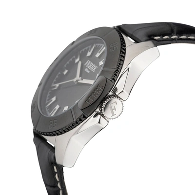Ferre Milano Men's White Mop Dial Calfskin Leather Watch In Black