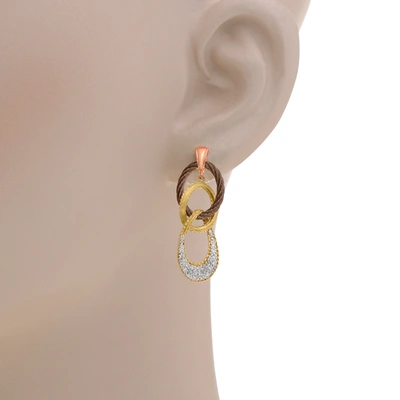 Shop Alor Stainless Steel And 18k Pink Gold, Diamond Cable Drop Earrings 03-55-3133-10