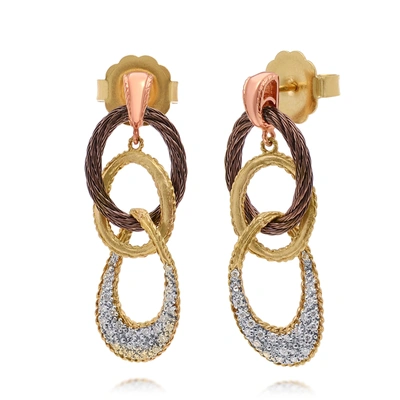 Shop Alor Stainless Steel And 18k Pink Gold, Diamond Cable Drop Earrings 03-55-3133-10
