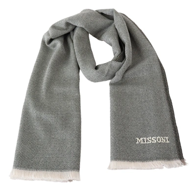 Shop Missoni Zigzag Pattern Cashmere Unisex Neck Men's Scarf In Grey