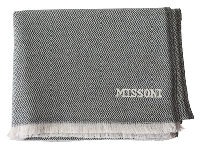 Shop Missoni Zigzag Pattern Cashmere Unisex Neck Men's Scarf In Grey
