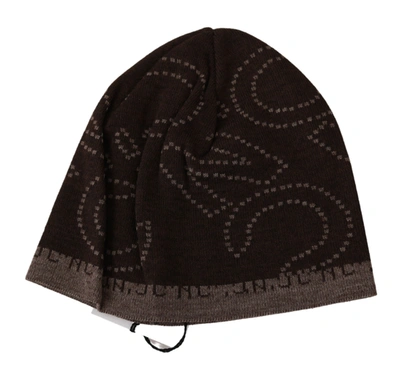 Costume National C'n'c  Beanie  Wool Blend Branded Hat In Brown