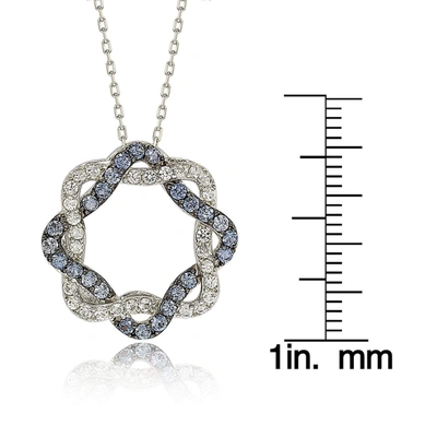 Suzy Levian Sterling Silver Blue & White Sapphire & Diamond Accent Whimsical Circle Pendant In Blue