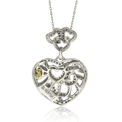 Suzy Levian Silver 1.62 Ct. Tw. Sapphire Connected Hearts Necklace In Blue