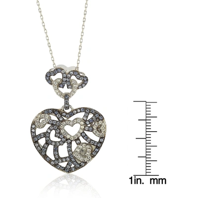 Suzy Levian Silver 1.62 Ct. Tw. Sapphire Connected Hearts Necklace In Blue