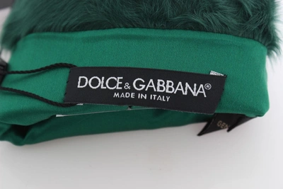 Shop Dolce & Gabbana Leather Xiangao Fur Elbow Women's Gloves In Green