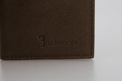 Shop Billionaire Italian Couture Leather Bifold Men's Wallet In Brown