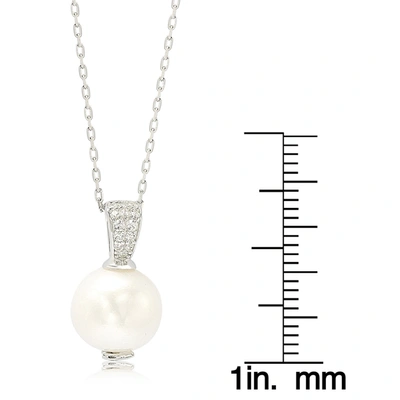 Suzy Levian Sterling Silver Pearl & Sapphire Classic Solitaire Pendant In White