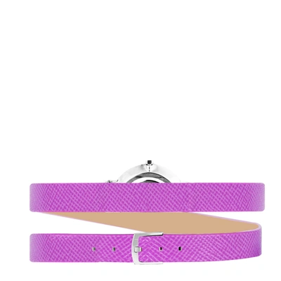 Furla Women's Vittoria Silver Dial Ss Calfskin Leather Watch In Purple