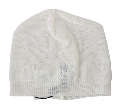 Shop Costume National Beanie Wool Blend Branded Men's Hat In White