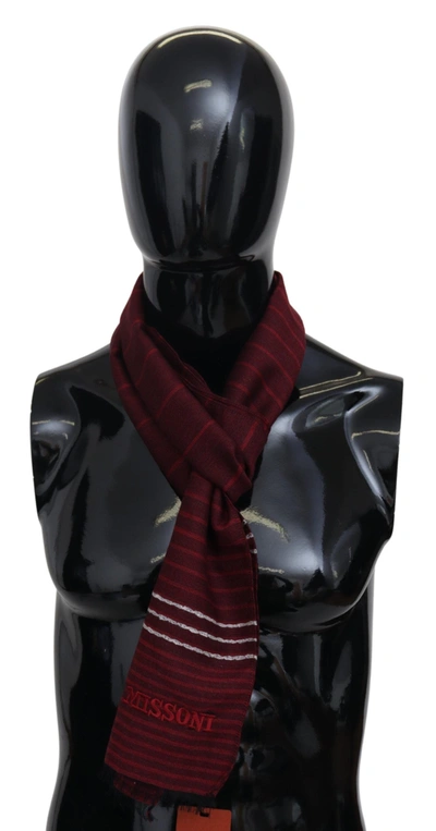 Shop Missoni Wool Striped Unisex Neck Wrap Shawl Fringes Men's Scarf In Red
