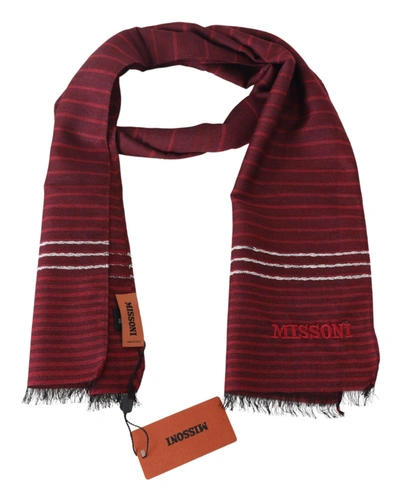 Shop Missoni Wool Striped Unisex Neck Wrap Shawl Fringes Men's Scarf In Red