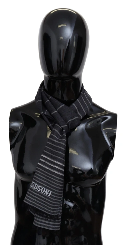 Shop Missoni Striped Wool Unisex Neck Wrap Men's Shawl In Black