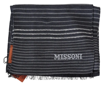 Shop Missoni Striped Wool Unisex Neck Wrap Men's Shawl In Black