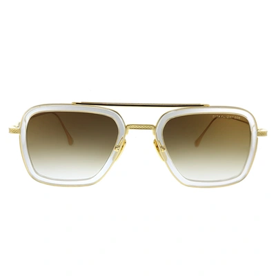 Dita Flight.006 Dt 7806-l-clr-gld-52 Unisex Aviator Sunglasses In White