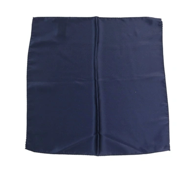 Shop Dolce & Gabbana 100% Silk Square Men Handkerchief Men's Scarf In Blue