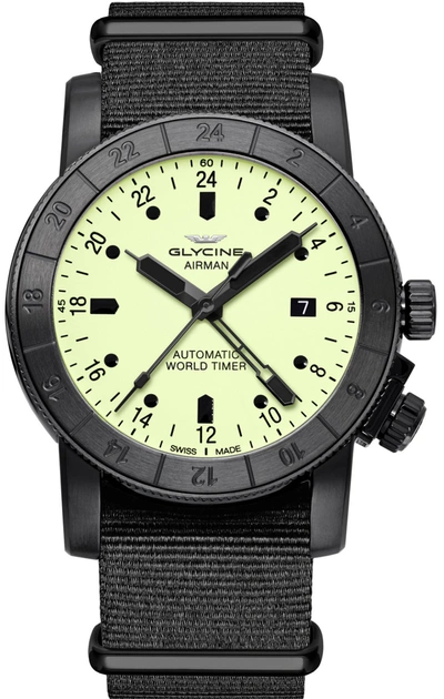 Shop Glycine Men's Airman 42 Gmt 42mm Automatic Watch In Black