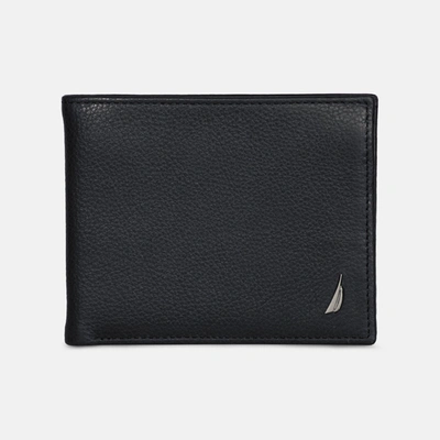 Shop Nautica Mens Leather Billfold Wallet In Black
