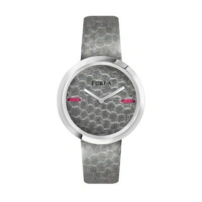 Shop Furla Women's My Piper Gray Dial Ss Calfskin Leather Watch In Silver