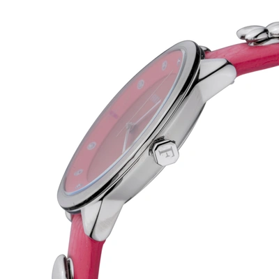 Furla Women's Pin Pink Dial Calfskin Leather Watch In Pink