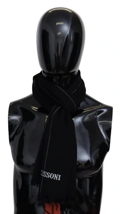 Shop Missoni 100% Wool Unisex Neck Wrap Shawl Fringes Men's Scarf In Black