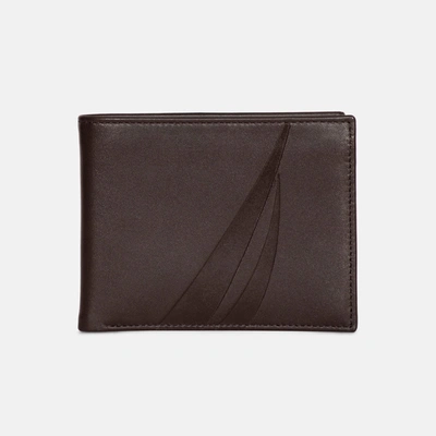 Shop Nautica Mens Leather Bifold Passcase Wallet In Brown