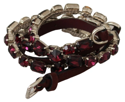 Shop Dolce & Gabbana Leather Crystals Waist Women's Belt In Purple