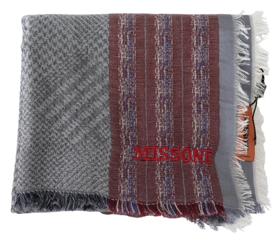 Shop Missoni Wool Blend Patterned Unisex Neck Wrap Men's Scarf In Silver
