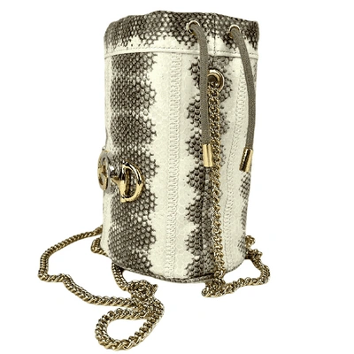 Shop Gucci Women's Zumi / Snakeskin Mini Drawstring Bucket Chain Bag In Gold