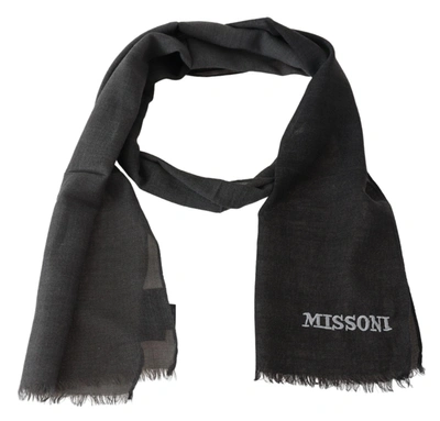 Shop Missoni Wool Unisex Neck Wrap Shawl Fringes Logo Men's Scarf In Black