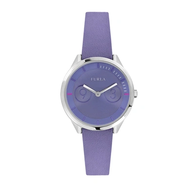 Shop Furla Women's Metropolis Lillac Dial Calfskin Leather Watch In Purple