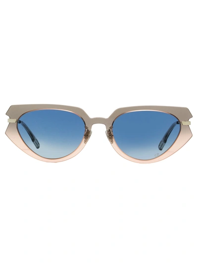 Shop Dior Women's Cateye Sunglasses Attitude 2 7hh84 Gray-pink/silver 53mm In Grey