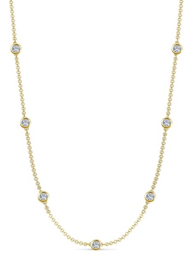 Shop Liv Oliver 18k Gold Bezel Multi Cz Necklace In Silver