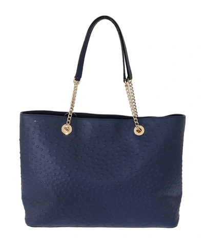 Shop Kate Spade Leather Halsey La Vita Ostrich Women's Handbag In Blue