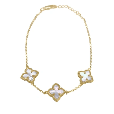 Shop Adornia White Mother Of Pearl Flower Bracelet Gold