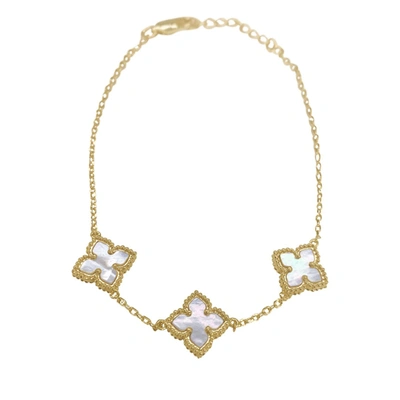 Adornia 14k Plated Flower Bracelet In White
