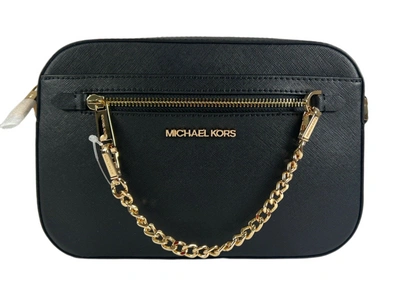 Michael Kors Jet Set Zi Chain Saffiano Leather Crossbody Bag In Black