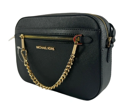 Michael Kors Jet Set Zi Chain Saffiano Leather Crossbody Bag In Black