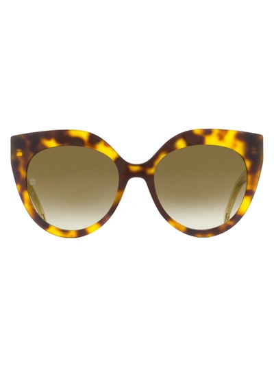 Shop Elie Saab Women's Cat Eye Sunglasses Es081/s 086jl Havana/gold 55mm In Brown