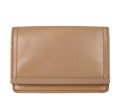 Shop Bottega Veneta Women's Coin Purse Leather Card Holder Wallet In Beige